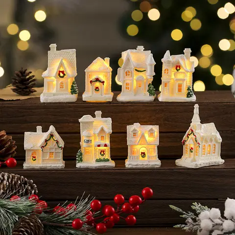 Christmas Home Decoration Xmas Desk Accessories House Micro Landscape Santa Claus Figure Christmas Gift for Women Girls