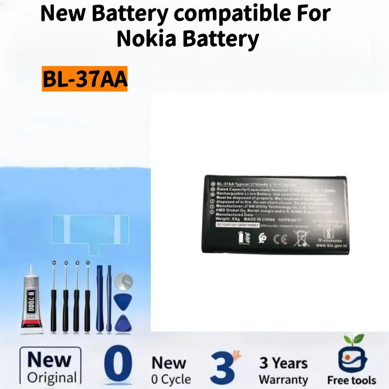 New Battery Compatible For Nokia BL-37AA 3730mAh Mobile Phone Batteries+ Free Tools
New Battery Compatible For Nokia BL-37AA 3730mAh Mobile Phone Batteries+ Free Tools