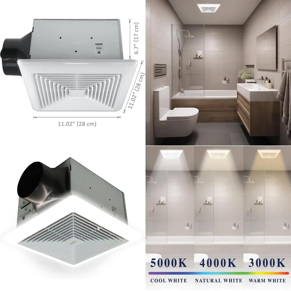 Ultra Quiet 90cm LED Bathroom Exhaust Fan with Light, 800 Lumens, 3000K-5000K, 80-90 Sq. Ft. Coverage
Ultra Quiet 90cm LED Bathroom Exhaust Fan with Light, 800 Lumens, 3000K-5000K, 80-90 Sq. Ft. Coverage