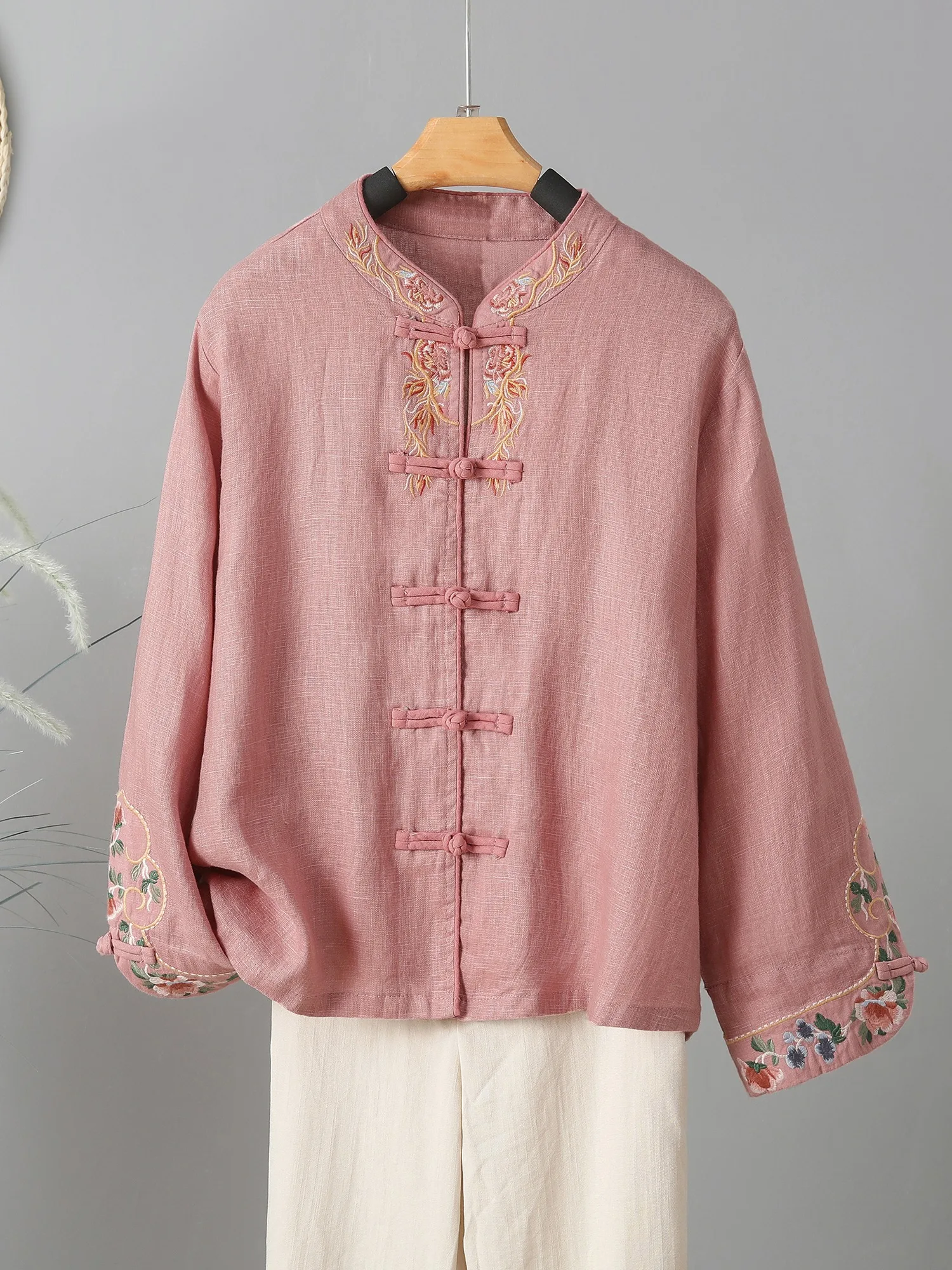 Elegant Embroidered Cotton Linen Shirt Women's Autumn Wear Ethnic Style Button up Loose Fit Long Sleeve Stand Collar Top
Elegant Embroidered Cotton Linen Shirt Women's Autumn Wear Ethnic Style Button up Loose Fit Long Sleeve Stand Collar Top