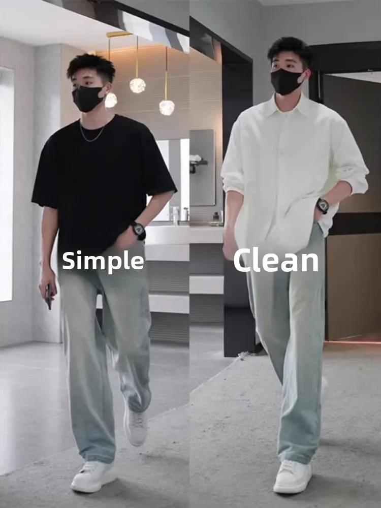 Light Blue Men's Jeans Summer Thin Straight Loose Feeling Pants American High Street Micro Flare Knife Jeans
Light Blue Men's Jeans Summer Thin Straight Loose Feeling Pants American High Street Micro Flare Knife Jeans