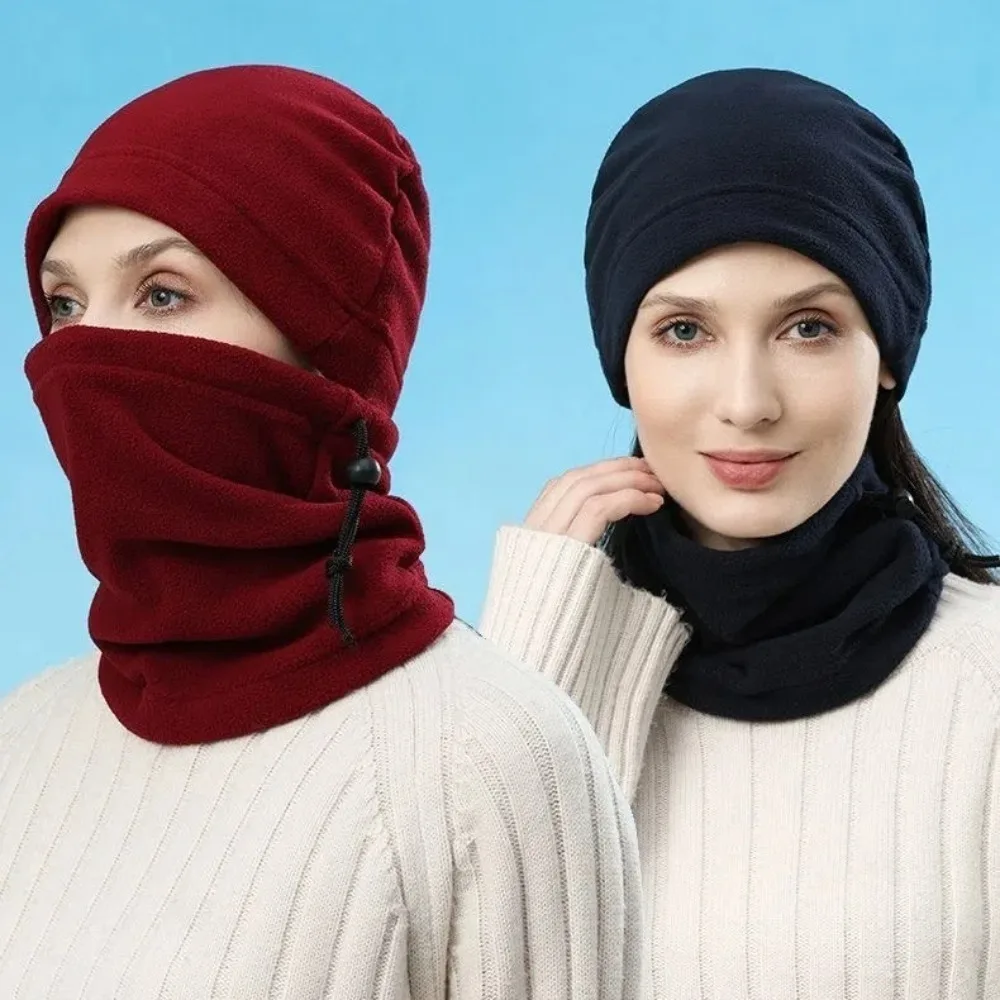 Warm Face Cover Fleece Hat Scarf Cold Proof Soft Fleece Beanies Cap Windproof Drawstring Neck Warmer Winter 
Warm Face Cover Fleece Hat Scarf Cold Proof Soft Fleece Beanies Cap Windproof Drawstring Neck Warmer Winter