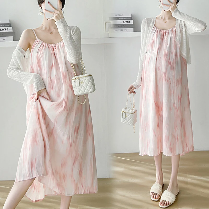 Summer Maternity Fashion Maternity Two-piece Suit Fashion Printed Strap Lacing Pregnancy Dress Maternity Polka Dot Chiffon Dress
Summer Maternity Fashion Maternity Two-piece Suit Fashion Printed Strap Lacing Pregnancy Dress Maternity Polka Dot Chiffon Dress