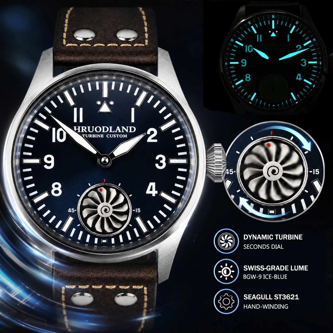 HRUODLAND Big Pilot’s Watches for Man Dynamic Turbine Seconds Dial Sapphire Crystal BGW9 Luminous Seagull ST3621 Vintage Watch
HRUODLAND Big Pilot’s Watches for Man Dynamic Turbine Seconds Dial Sapphire Crystal BGW9 Luminous Seagull ST3621 Vintage Watch