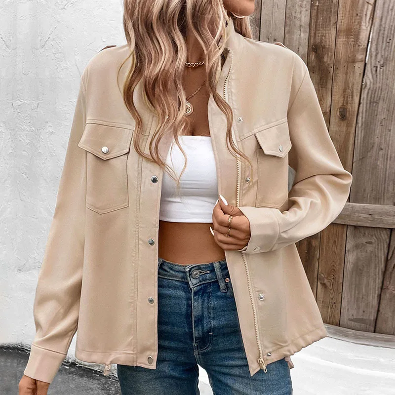 High-Quality Fashion Jacket For Women 2025 Summer New Coat Stand-up Collar Zipper Pocket S-XL Fashion Casual Top Female ZL66
High-Quality Fashion Jacket For Women 2025 Summer New Coat Stand-up Collar Zipper Pocket S-XL Fashion Casual Top Female ZL66