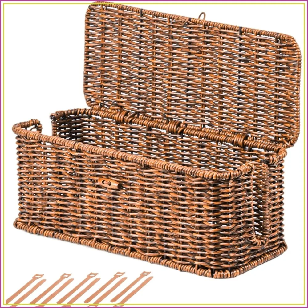Rattan Style Cable Management Box, Cord Organizer for Desk, Lockable Lid & Cable Ties for Power Strip, TV, PC, Router Charger Under Desk Storage
Rattan Style Cable Management Box, Cord Organizer for Desk, Lockable Lid & Cable Ties for Power Strip, TV, PC, Router Charger Under Desk Storage