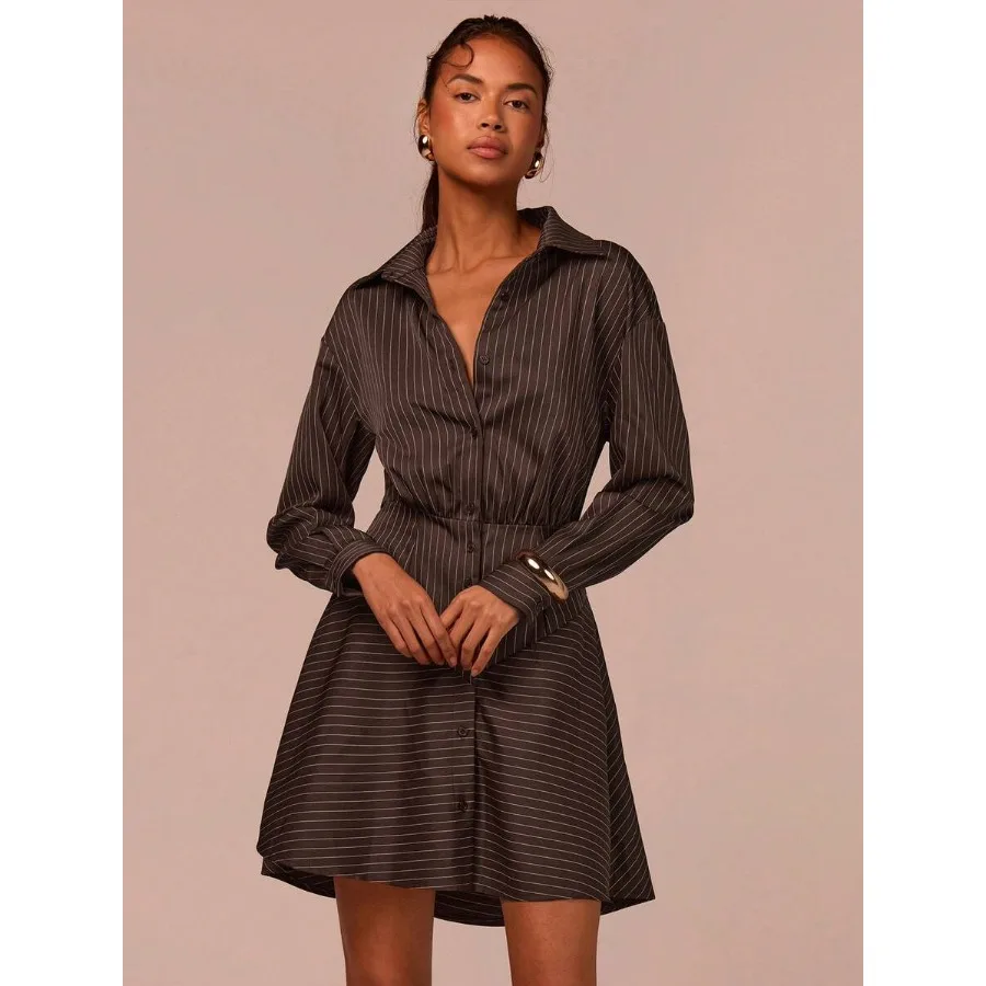【New style】COSMINA Women's Casual Striped Print Waist Shirt Dress, Suitable For Spring And Autumn, For Shopping And Commuting,
【New style】COSMINA Women's Casual Striped Print Waist Shirt Dress, Suitable For Spring And Autumn, For Shopping And Commuting,