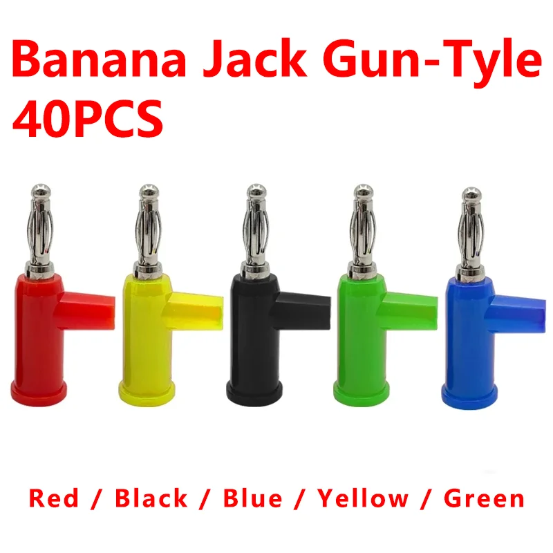 40PCS Double-Insert Copper Banana Jack Socket Gun-Type 4mm Banana Plug Screw-Free welding T-shaped Audio Terminal
40PCS Double-Insert Copper Banana Jack Socket Gun-Type 4mm Banana Plug Screw-Free welding T-shaped Audio Terminal