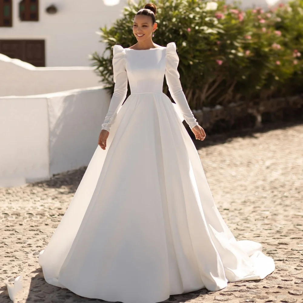 Customized Elegant Backless Wedding Dresses Puff Sleeve Bow Bridal Dress A Line Court Train Gowns New Vestido De Novia
Customized Elegant Backless Wedding Dresses Puff Sleeve Bow Bridal Dress A Line Court Train Gowns New Vestido De Novia