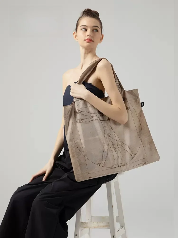 Loqi Da Vinci Works Large Capaci Faionable Eco-friendly op Bag Portable Single oulder Handbag Nylon Print Bag 
Loqi Da Vinci Works Large Capaci Faionable Eco-friendly op Bag Portable Single oulder Handbag Nylon Print Bag