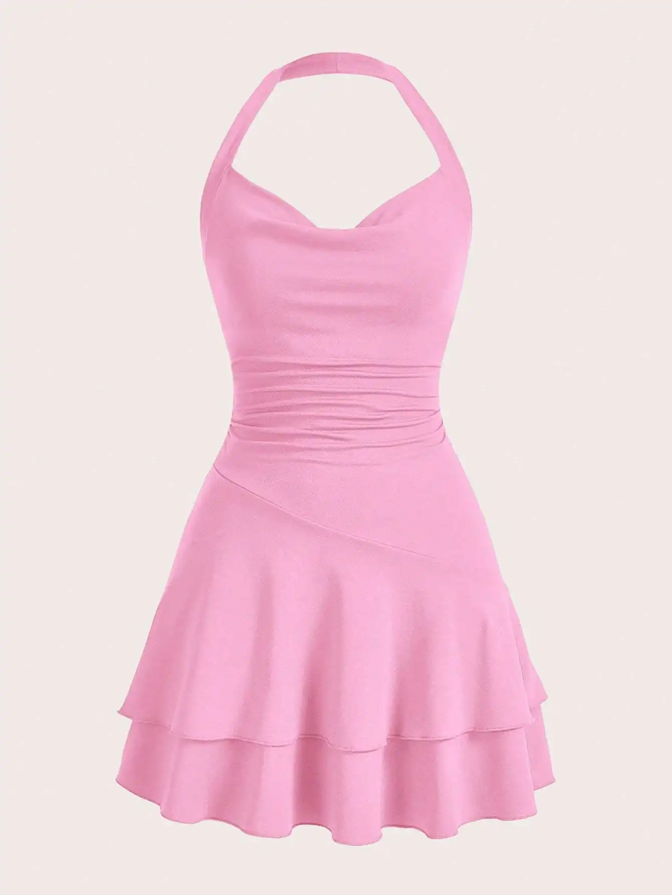 Pink Halter Neck Ruched Waist Tiered Skirt Bodycon Dress
Pink Halter Neck Ruched Waist Tiered Skirt Bodycon Dress