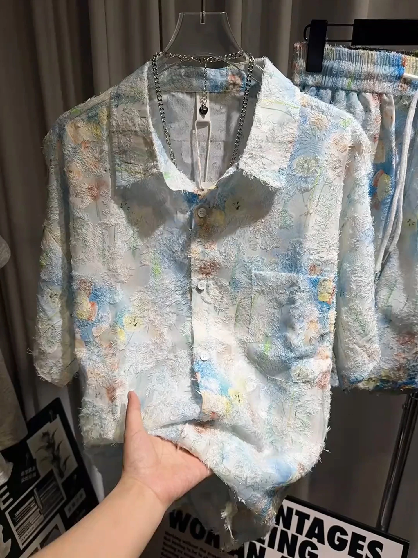 Tassel Trimmed Tie Dye Embroidered Ice Silk Hollow out Shirt Men's Summer Hawaiian Vacation Style Sun Protection Outerwear
Tassel Trimmed Tie Dye Embroidered Ice Silk Hollow out Shirt Men's Summer Hawaiian Vacation Style Sun Protection Outerwear