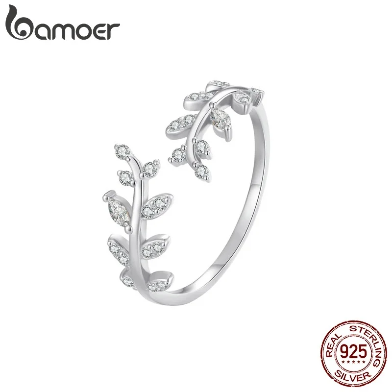 Bamoer Zircon Leaf Open Ring 925 Sterling Silver Unque Branch Design Adjustable Ring Women Fine Jewelry Nice Gift
Bamoer Zircon Leaf Open Ring 925 Sterling Silver Unque Branch Design Adjustable Ring Women Fine Jewelry Nice Gift