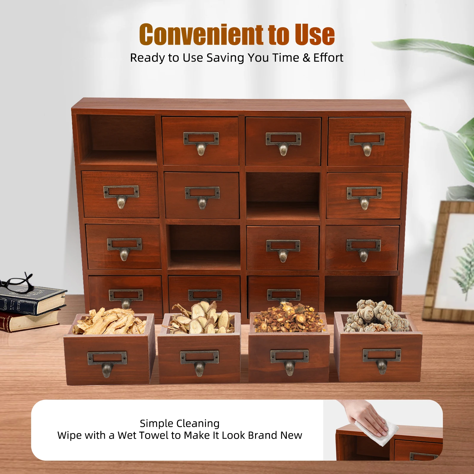 16 Drawer Organizer Vintage Brown, Wooden Storage Box with Label Holders for Jewelry Cosmetics Office Home Desk
16 Drawer Organizer Vintage Brown, Wooden Storage Box with Label Holders for Jewelry Cosmetics Office Home Desk