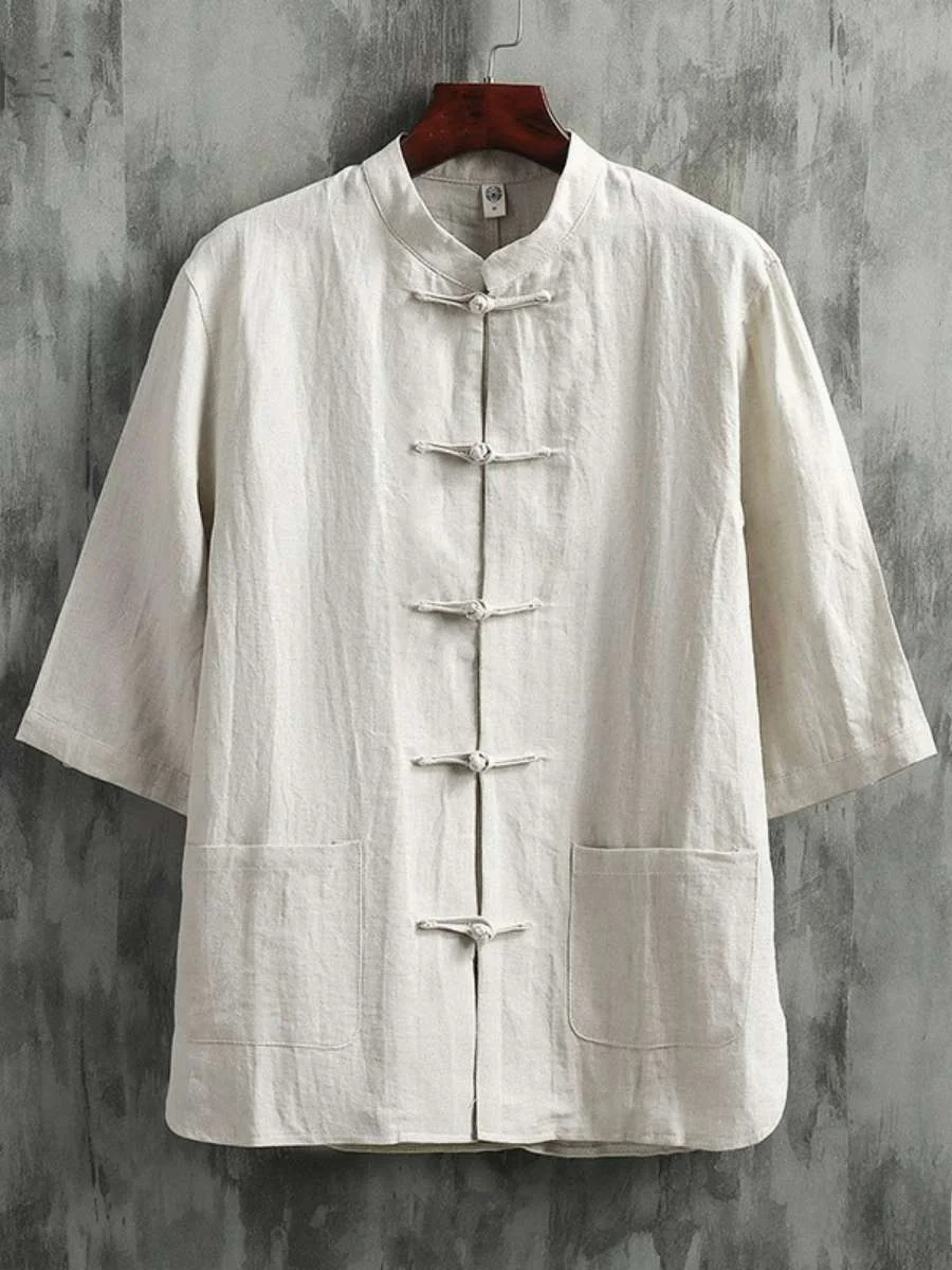Lightweight Breathable Linen Cotton Shirt Men's Short Sleeve Stand Collar Traditional Chinese Style Retro Cotton Linen Blouse
Lightweight Breathable Linen Cotton Shirt Men's Short Sleeve Stand Collar Traditional Chinese Style Retro Cotton Linen Blouse