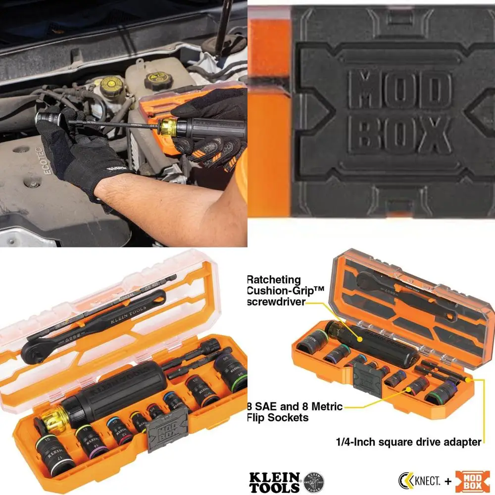 65242 Набор ударных головок KNECT, набор отверток с храповым механизмом, привод 1/4 дюйма, 4 SAE и 4 метрических откидных головок, 16 размеров шестигранников, адаптер
65242 Набор ударных головок KNECT, набор отверток с храповым механизмом, привод 1/4 дюйма, 4 SAE и 4 метрических откидных головок, 16 размеров шестигранников, адаптер