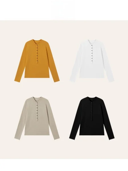 Slim Fit Long Sleeve T-Shirt Women's High Elastic Base Shirt Top Henry Collar Cotton Blend Comfortable Casual Style Spring
Slim Fit Long Sleeve T-Shirt Women's High Elastic Base Shirt Top Henry Collar Cotton Blend Comfortable Casual Style Spring