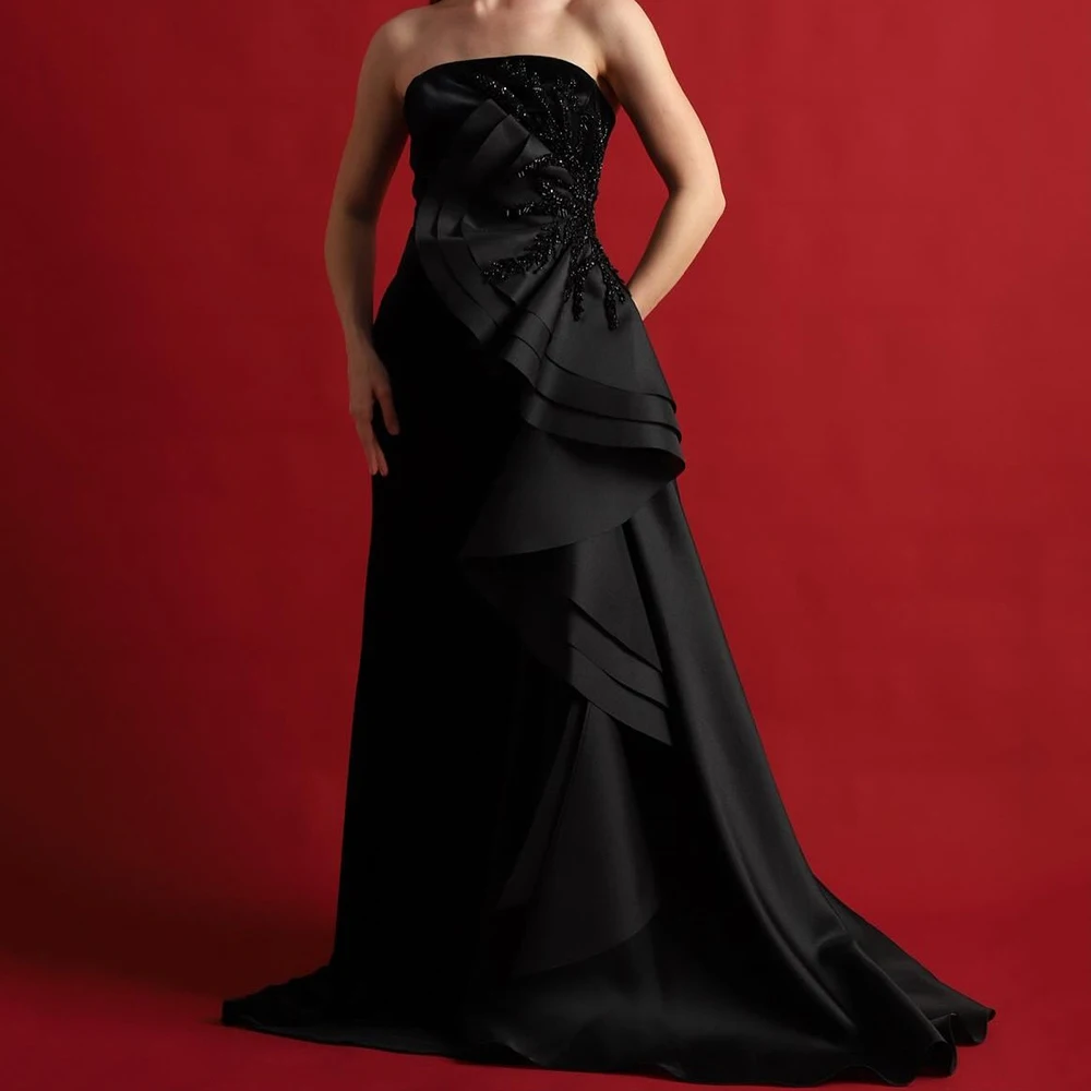 Customized Mermaid Evening Dresses Floor-length Strapless Sleeveless Prom Gown Fashion Pleat Sequined Simple Draped Party Gown
Customized Mermaid Evening Dresses Floor-length Strapless Sleeveless Prom Gown Fashion Pleat Sequined Simple Draped Party Gown