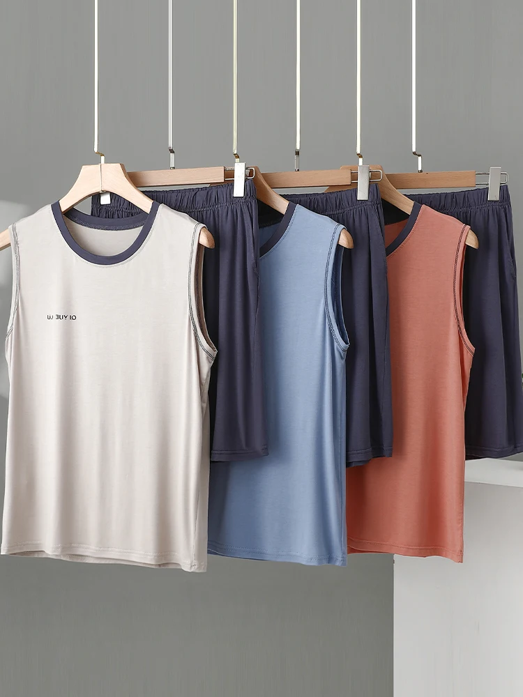 Modal Men's Tank Top Shorts Summer Loose round Neck Sleeveless Sleepwear Casual Thin Home Clothes Two-Piece Set Comfortable
Modal Men's Tank Top Shorts Summer Loose round Neck Sleeveless Sleepwear Casual Thin Home Clothes Two-Piece Set Comfortable