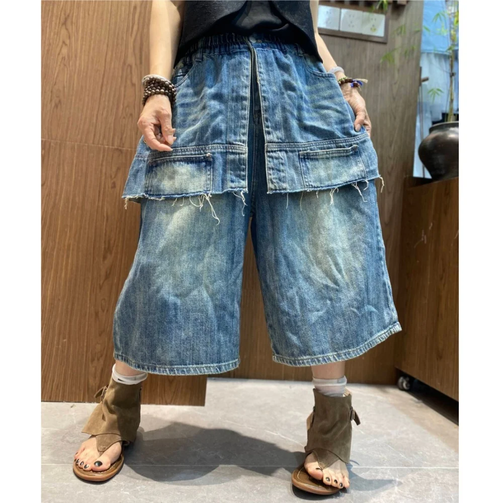 Washed Denim Wide-leg Pants Women Loose Casual Faux Two-piece Jeans Summer XY235
Washed Denim Wide-leg Pants Women Loose Casual Faux Two-piece Jeans Summer XY235