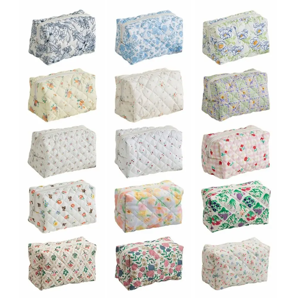 Portable Quilted Cotton Cosmetic Bag Flower Printed Large Capacity Makeup Bag Travel Organizer Washbag
Portable Quilted Cotton Cosmetic Bag Flower Printed Large Capacity Makeup Bag Travel Organizer Washbag