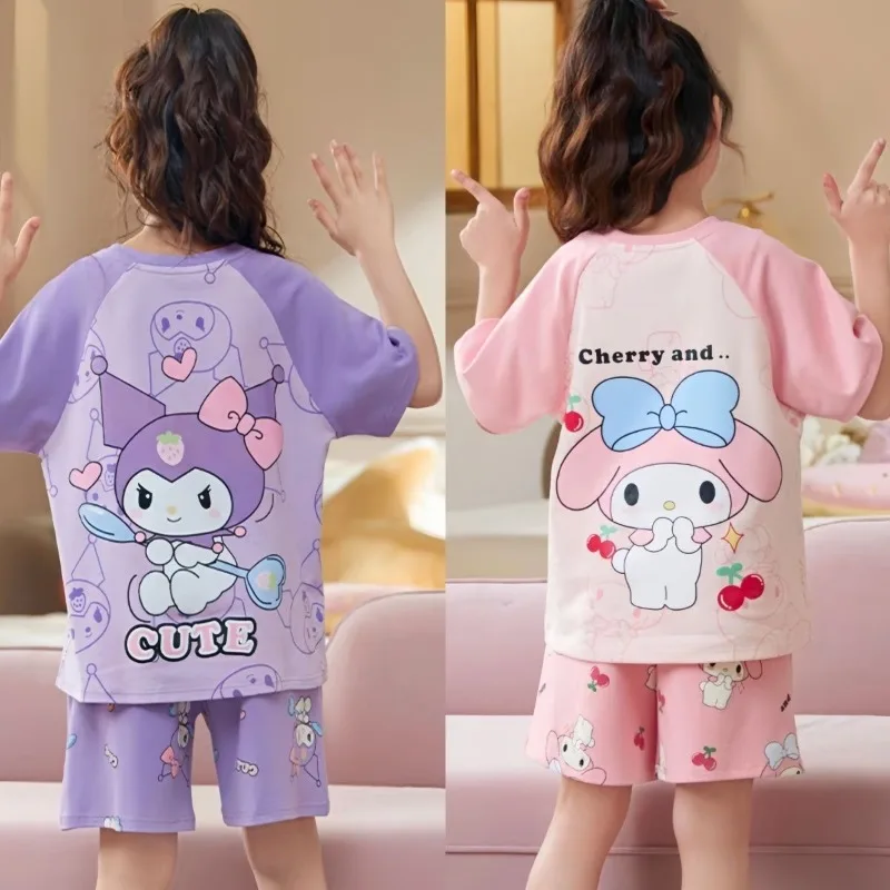 Sanrio Girls Matching Pajamas Summer Thin Short-sleeved Short Pants Suits Boys Girls My Melody Kuromi Cinnamoroll Home Clothes
Sanrio Girls Matching Pajamas Summer Thin Short-sleeved Short Pants Suits Boys Girls My Melody Kuromi Cinnamoroll Home Clothes