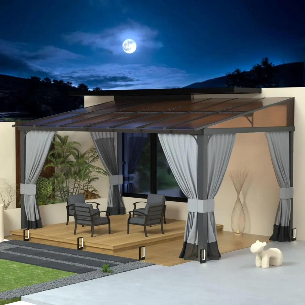 10x14 Wall Mount Lean-to Gazebo Shelter w/ Curtains & Netting,Heavy Duty Hardtop Patio Garden Lawn Deck,Grey,Customized
10x14 Wall Mount Lean-to Gazebo Shelter w/ Curtains & Netting,Heavy Duty Hardtop Patio Garden Lawn Deck,Grey,Customized