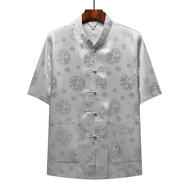 Gray Tang Suit Traditional Chinese Clothing for Men Short Sleeve Shirt Vintage Kung Fu China Top Print Dragon Clothes
Gray Tang Suit Traditional Chinese Clothing for Men Short Sleeve Shirt Vintage Kung Fu China Top Print Dragon Clothes