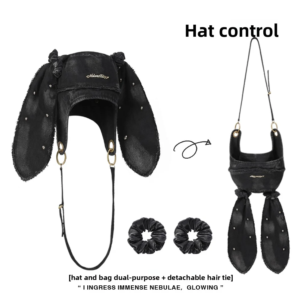 Retro Trendy Embellished Washed Denim Bunny Ear Hat for Women Multifunction Baggy Hats Bag one pcs
Retro Trendy Embellished Washed Denim Bunny Ear Hat for Women Multifunction Baggy Hats Bag one pcs