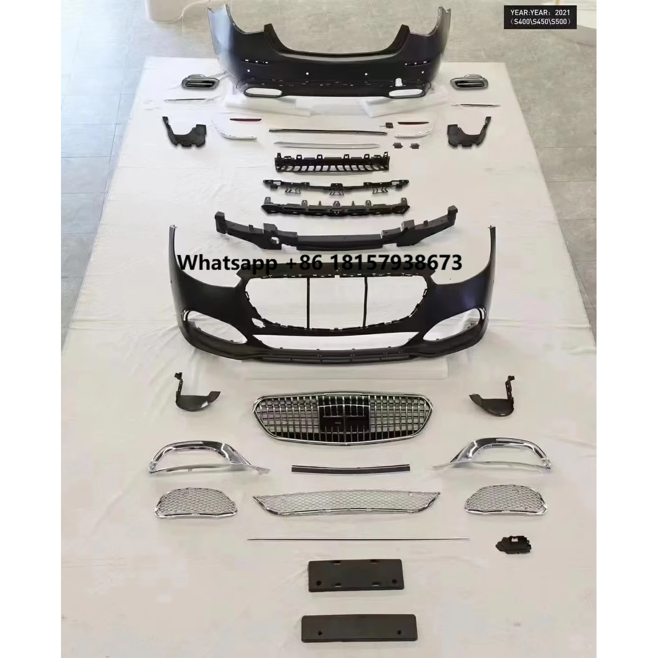2021/2022 Benz W223 S Class Upgrade Front Bumper Grille & Rear Bumper Rear Diffuser Tips Newest Full Body Car Kits
2021/2022 Benz W223 S Class Upgrade Front Bumper Grille & Rear Bumper Rear Diffuser Tips Newest Full Body Car Kits