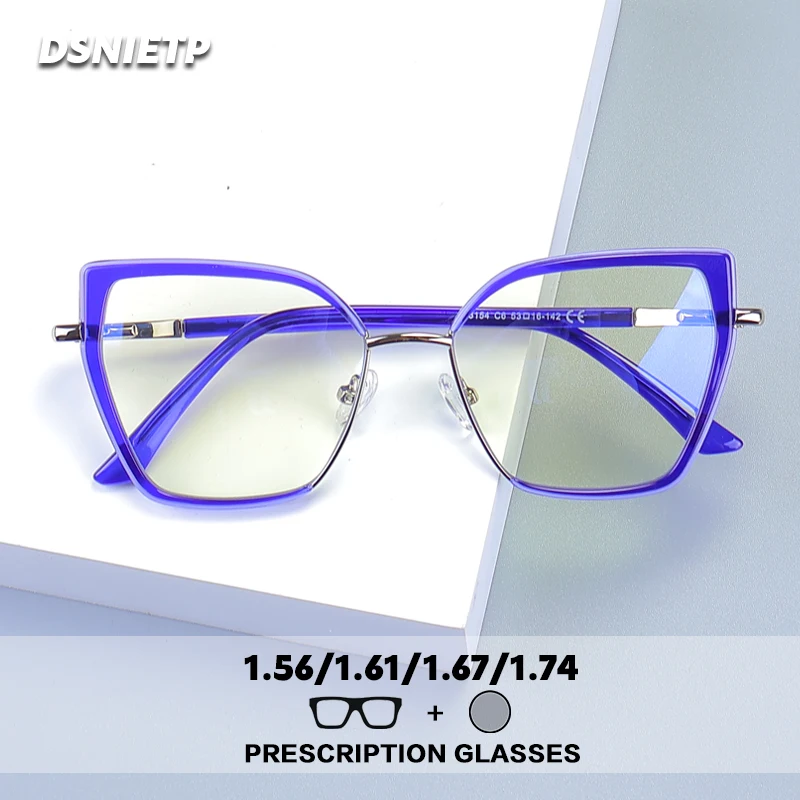 ISLINO Anti Blue Light Prescription Glasses Women Cat eyes Photochromic Progressive Reading Glasses Hyperopia Myopia Eyewear
ISLINO Anti Blue Light Prescription Glasses Women Cat eyes Photochromic Progressive Reading Glasses Hyperopia Myopia Eyewear