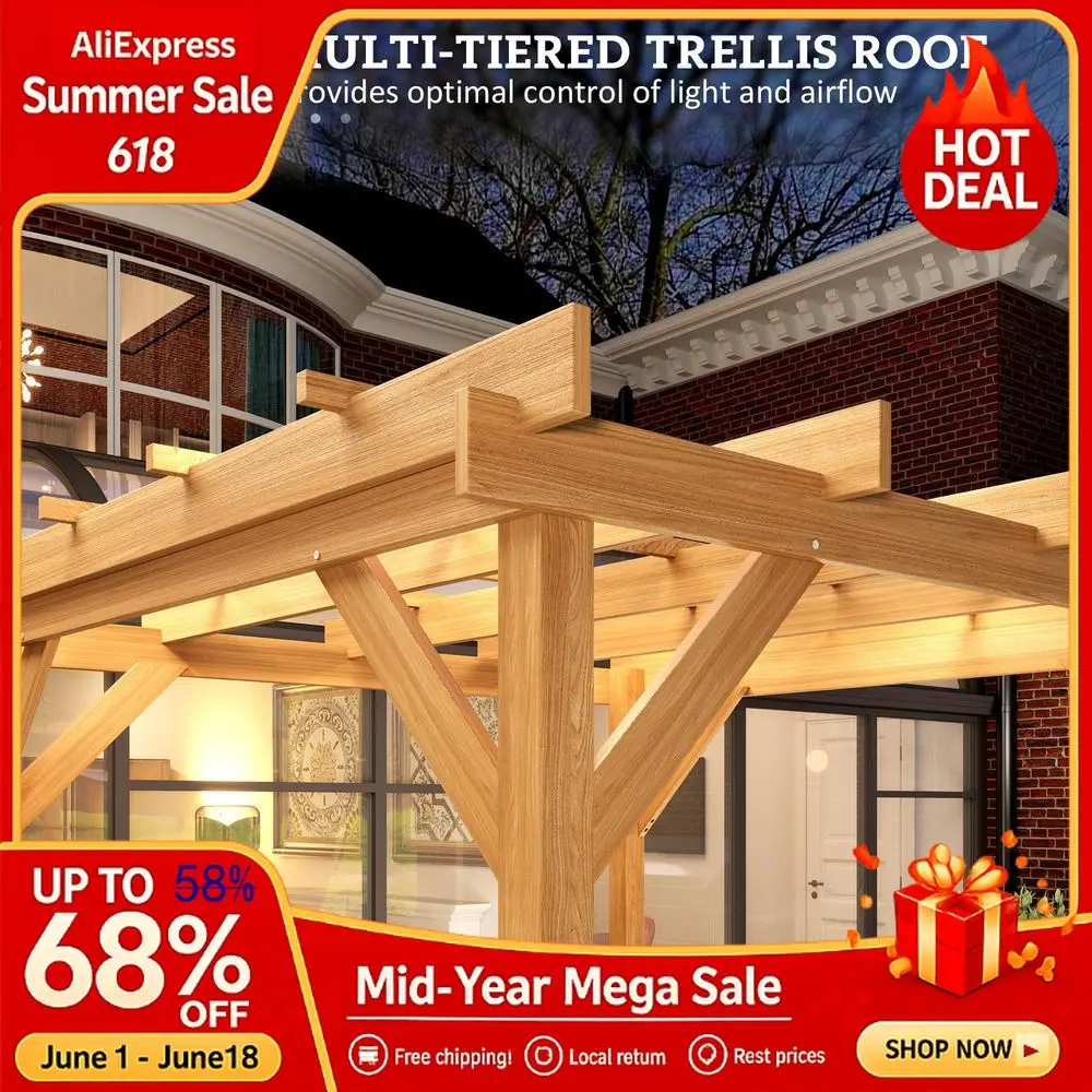 6.6 x 6.6 Outdoor Pergola with Stable Structure and Concrete Anchors, Wood Gazebo Grape Trellis for Climbing Plant Suppor Custom
6.6 x 6.6 Outdoor Pergola with Stable Structure and Concrete Anchors, Wood Gazebo Grape Trellis for Climbing Plant Suppor Custom