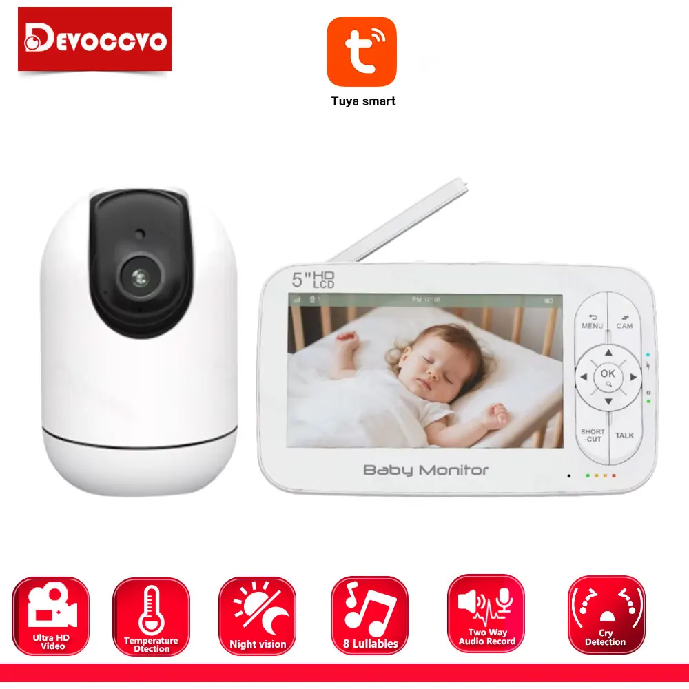Tuya 5" Display WiFi Baby Monitor Phone APP View Control with Pan-Tilt-Zoom HD Video Camera Cry Detection Night Vision Lullaby
Tuya 5" Display WiFi Baby Monitor Phone APP View Control with Pan-Tilt-Zoom HD Video Camera Cry Detection Night Vision Lullaby