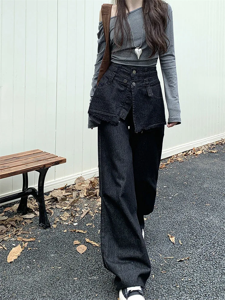 Women Black Gothic Jeans Baggy Harajuku Denim Trousers Y2k Jean Pants Aesthetic Vintage Japanese 2000s Style Trashy Clothes 2025
Women Black Gothic Jeans Baggy Harajuku Denim Trousers Y2k Jean Pants Aesthetic Vintage Japanese 2000s Style Trashy Clothes 2025