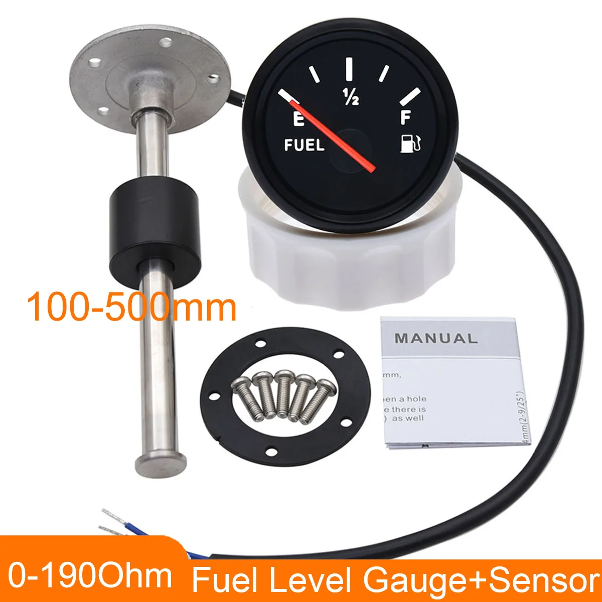 Boat Fuel Level Sensor With Indicator Tank Meter 0-190 ohm 52mm Fuel Gauge 100~500 mm Fuel Sending Unit For Marine Car Yacht
Boat Fuel Level Sensor With Indicator Tank Meter 0-190 ohm 52mm Fuel Gauge 100~500 mm Fuel Sending Unit For Marine Car Yacht