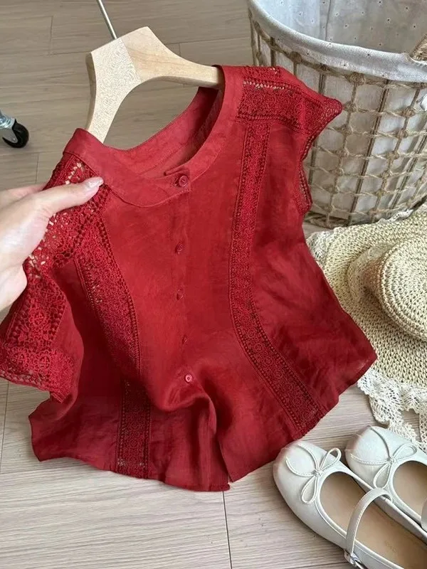 plus Size Casual Red Hollow Short Sleeve Women's Shirt Summer New Loose Slimming Versatile Top Comfortable Breathable Skin-Fr...
plus Size Casual Red Hollow Short Sleeve Women's Shirt Summer New Loose Slimming Versatile Top Comfortable Breathable Skin-Fr...