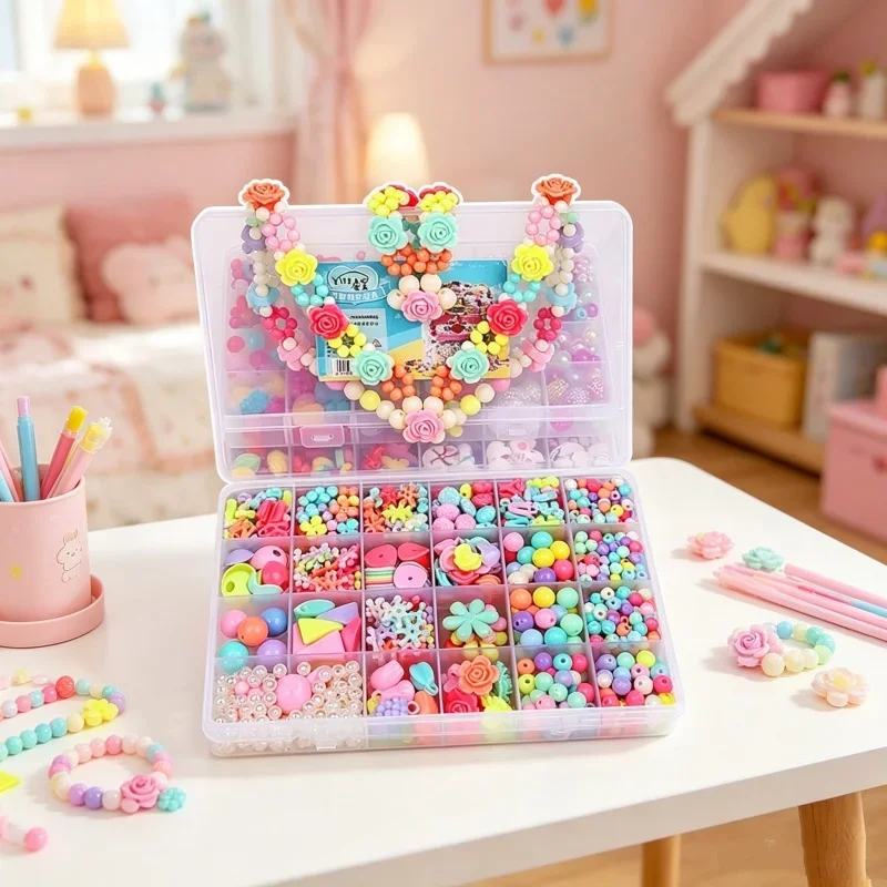 Toddler Girls Beaded Toy Set Craft Beads Material Kit Storage Box For Handmade Jewelry Making Home Educational Interactive Game
Toddler Girls Beaded Toy Set Craft Beads Material Kit Storage Box For Handmade Jewelry Making Home Educational Interactive Game