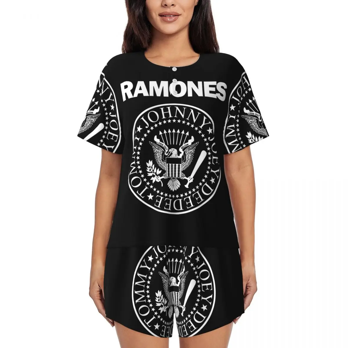Ночные рубашки с круглым вырезом и короткими рукавами Ramone Merch, женские мягкие пижамные комплекты, короткие штаны
Ночные рубашки с круглым вырезом и короткими рукавами Ramone Merch, женские мягкие пижамные комплекты, короткие штаны