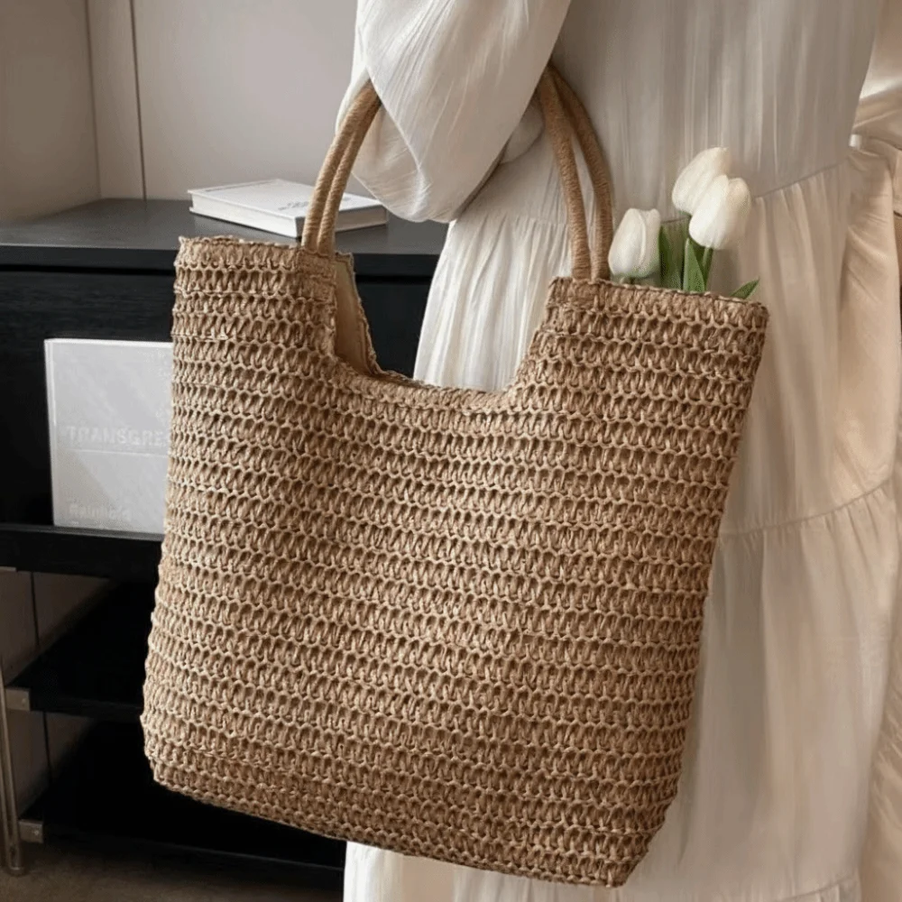 Portable Straw Tote Bag Large Capacity Solid Color Beach Handbag Travel Handbag Ladies
Portable Straw Tote Bag Large Capacity Solid Color Beach Handbag Travel Handbag Ladies
