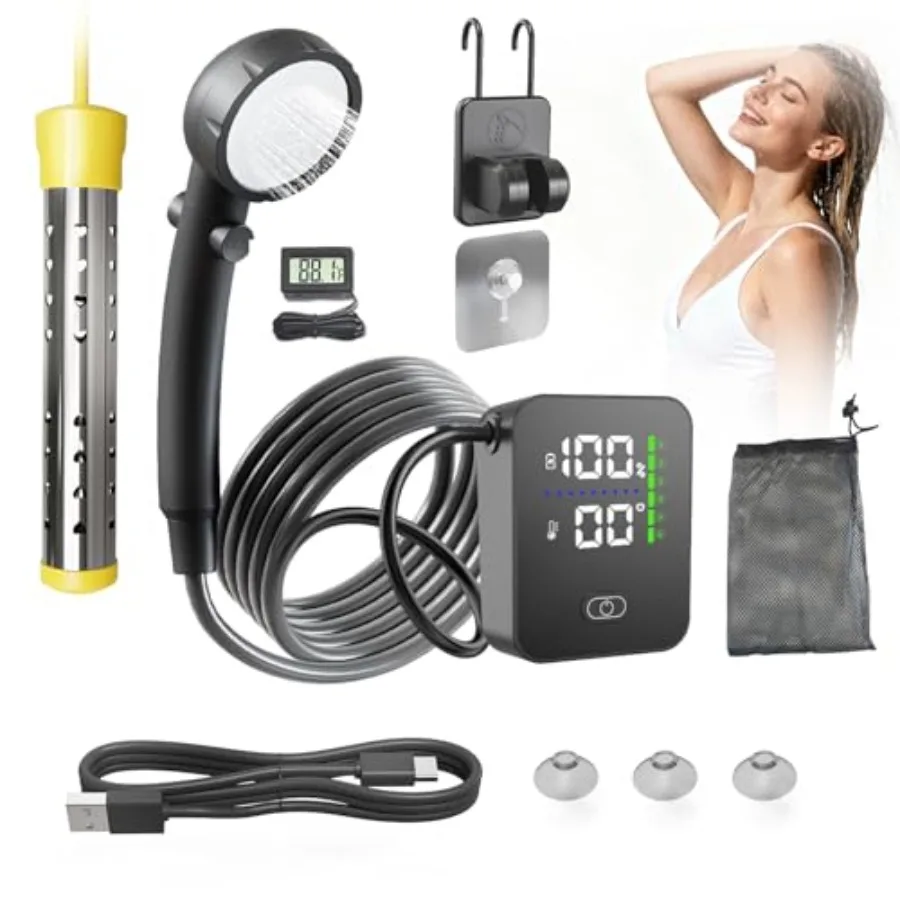 Portable Shower with Heater8000mAh Rechargeable Battery for Camping Shower 6 Pressure Levels and 3 Modes for Outdoor Pet Car Wa
Portable Shower with Heater8000mAh Rechargeable Battery for Camping Shower 6 Pressure Levels and 3 Modes for Outdoor Pet Car Wa