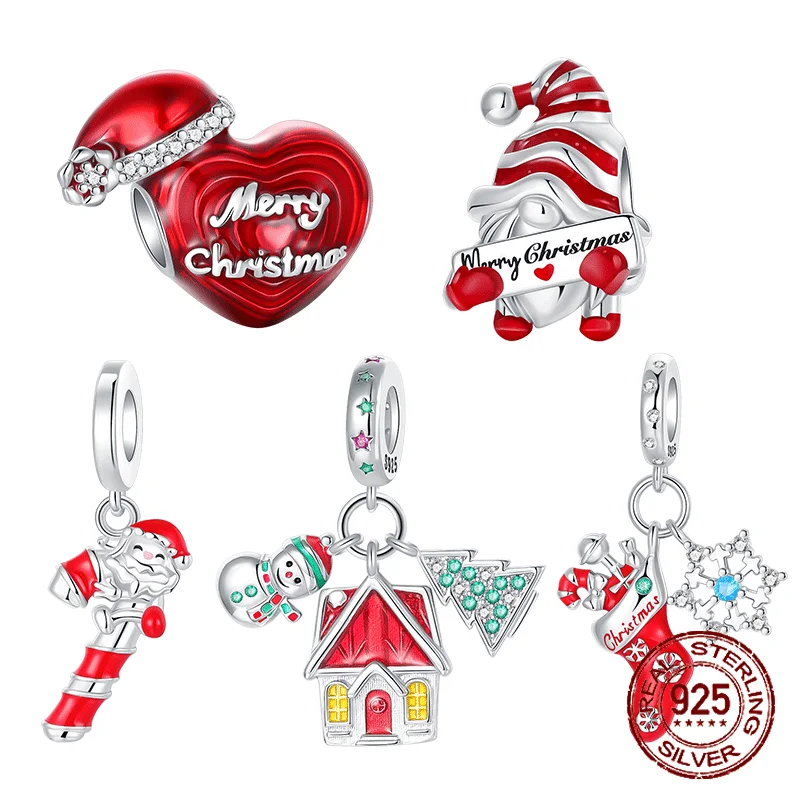 925 Sterling Silver Merry Christmas House Santa Claus Hat Candy Cane Charm Fit Original Charms Bracelet Women DIY Jewelry Gift
925 Sterling Silver Merry Christmas House Santa Claus Hat Candy Cane Charm Fit Original Charms Bracelet Women DIY Jewelry Gift