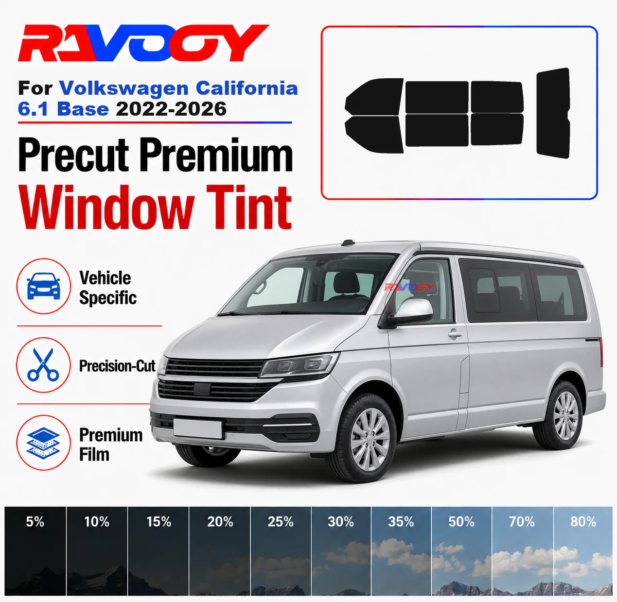 Premium Precut Window Tint Kit Front Rear Windows Rear Windshield For Volkswagen California 6.1 Base 2022-2026 Nano Ceramic Film
Premium Precut Window Tint Kit Front Rear Windows Rear Windshield For Volkswagen California 6.1 Base 2022-2026 Nano Ceramic Film