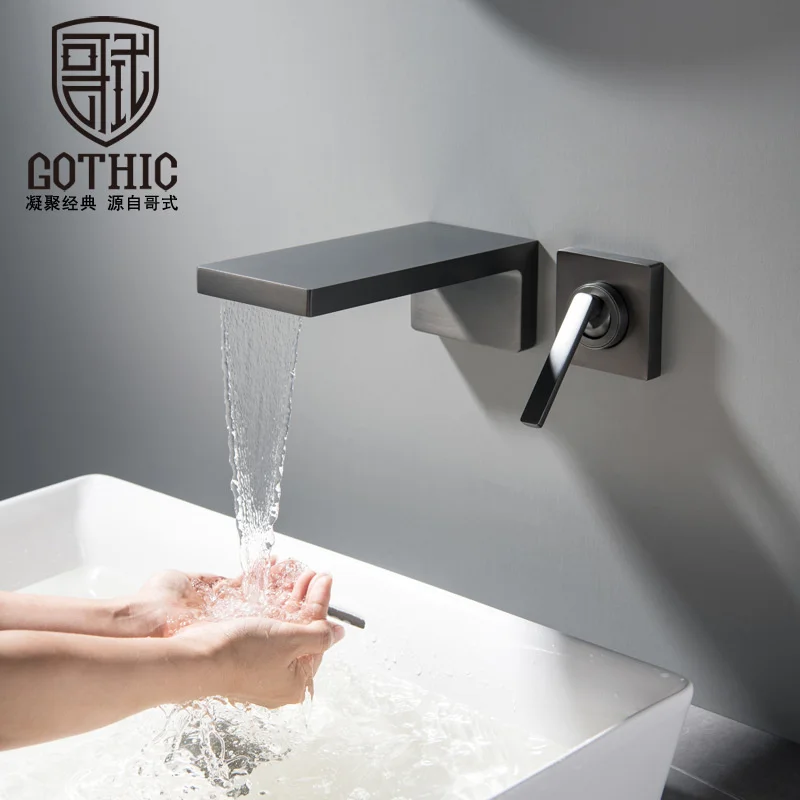 Bathroom Gun Gray Concealed Waterfall Outlet Basin Faucet Wall Mounted Solid Brass Black White Washstand Tap Mixing Sink Faucets
Bathroom Gun Gray Concealed Waterfall Outlet Basin Faucet Wall Mounted Solid Brass Black White Washstand Tap Mixing Sink Faucets