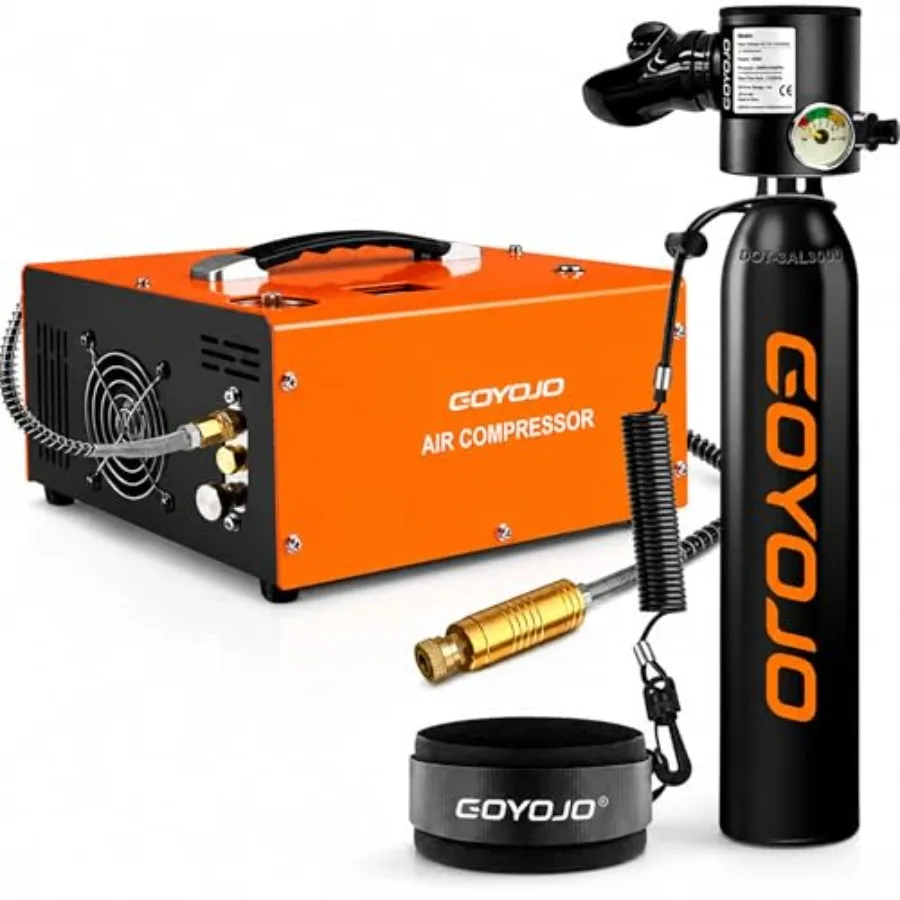 Mini scuba tank for shallow water diving, aluminum alloy, black, includes electric air compressor and 3000 PSI refillable 0.5L/
Mini scuba tank for shallow water diving, aluminum alloy, black, includes electric air compressor and 3000 PSI refillable 0.5L/