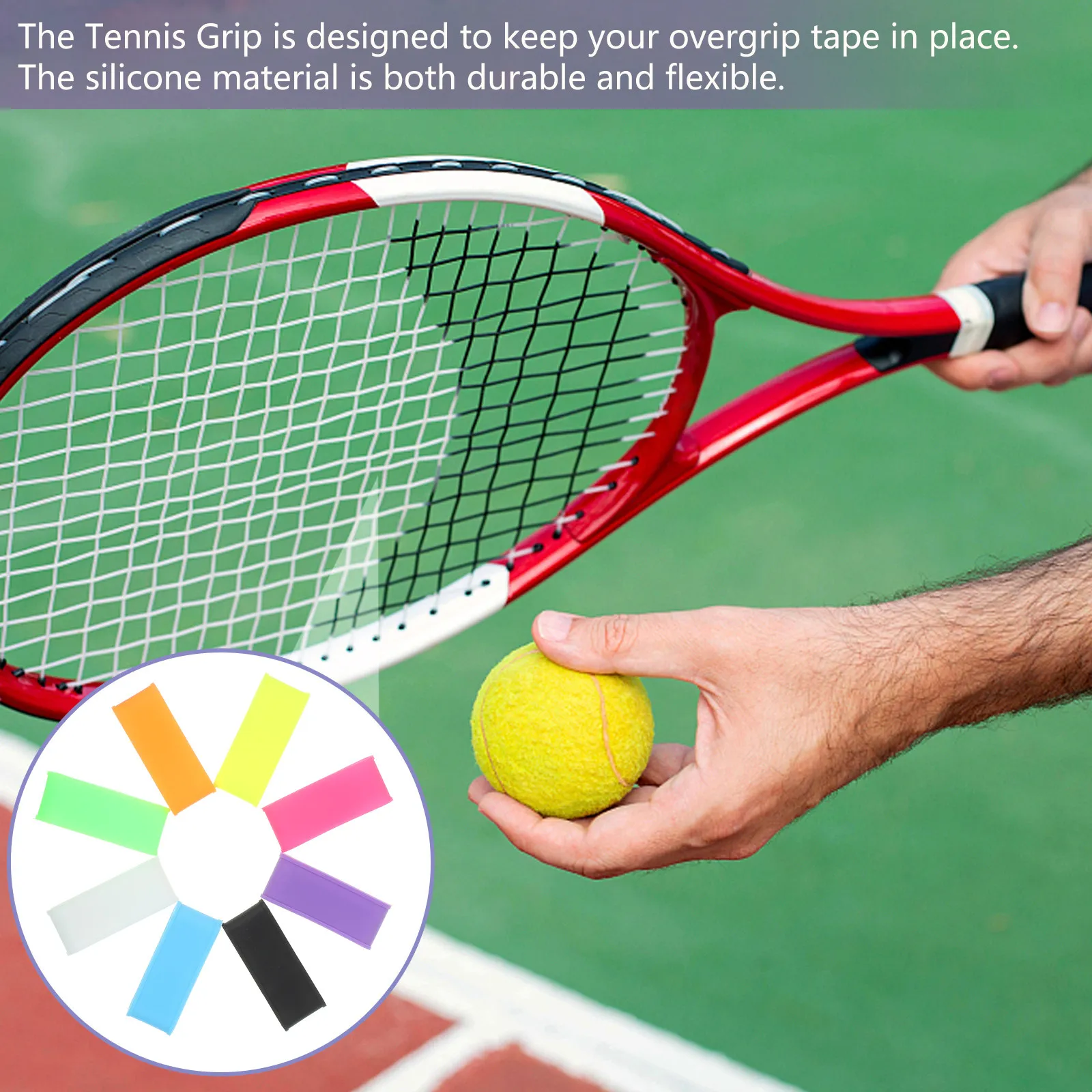 16Pcs Reusable Silicone Racket Grip Rings Non-Slip Protector Bands for Tennis Badminton Pickleball Handle Grips