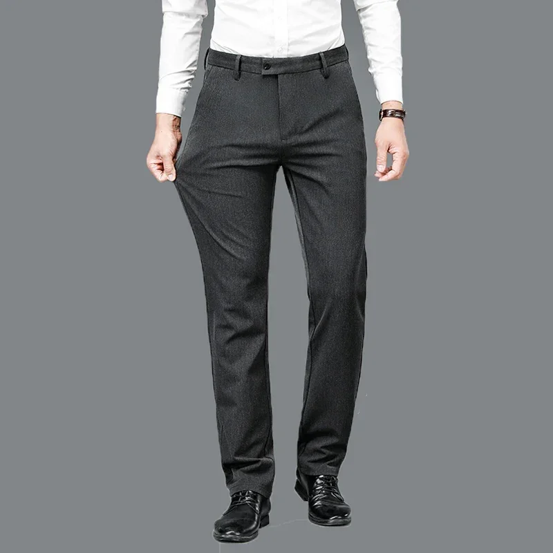 BROWON 2025 Antumn Winter Straight Suit Pants Men Solid Color Brushed Elastic Work Trousers Black Trouser for Mam
BROWON 2025 Antumn Winter Straight Suit Pants Men Solid Color Brushed Elastic Work Trousers Black Trouser for Mam