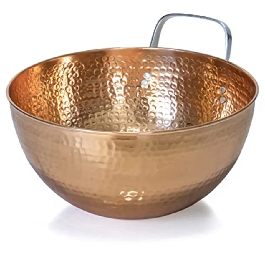 5 Quarts Large 11" Round Hammered Pure Copper Mixing Bowl with Handle
5 Quarts Large 11" Round Hammered Pure Copper Mixing Bowl with Handle