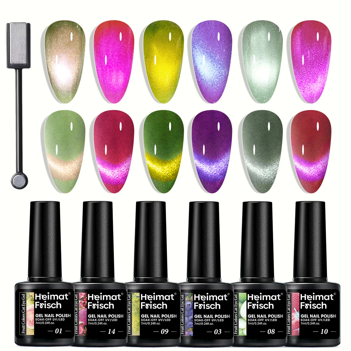 Fruit Cat Eye 6 Color Set,Super Glossy Cat Eye Series Nail Art , Women's Nail Art Tools A Great Choice for Nail Art Enthusiasts
Fruit Cat Eye 6 Color Set,Super Glossy Cat Eye Series Nail Art , Women's Nail Art Tools A Great Choice for Nail Art Enthusiasts