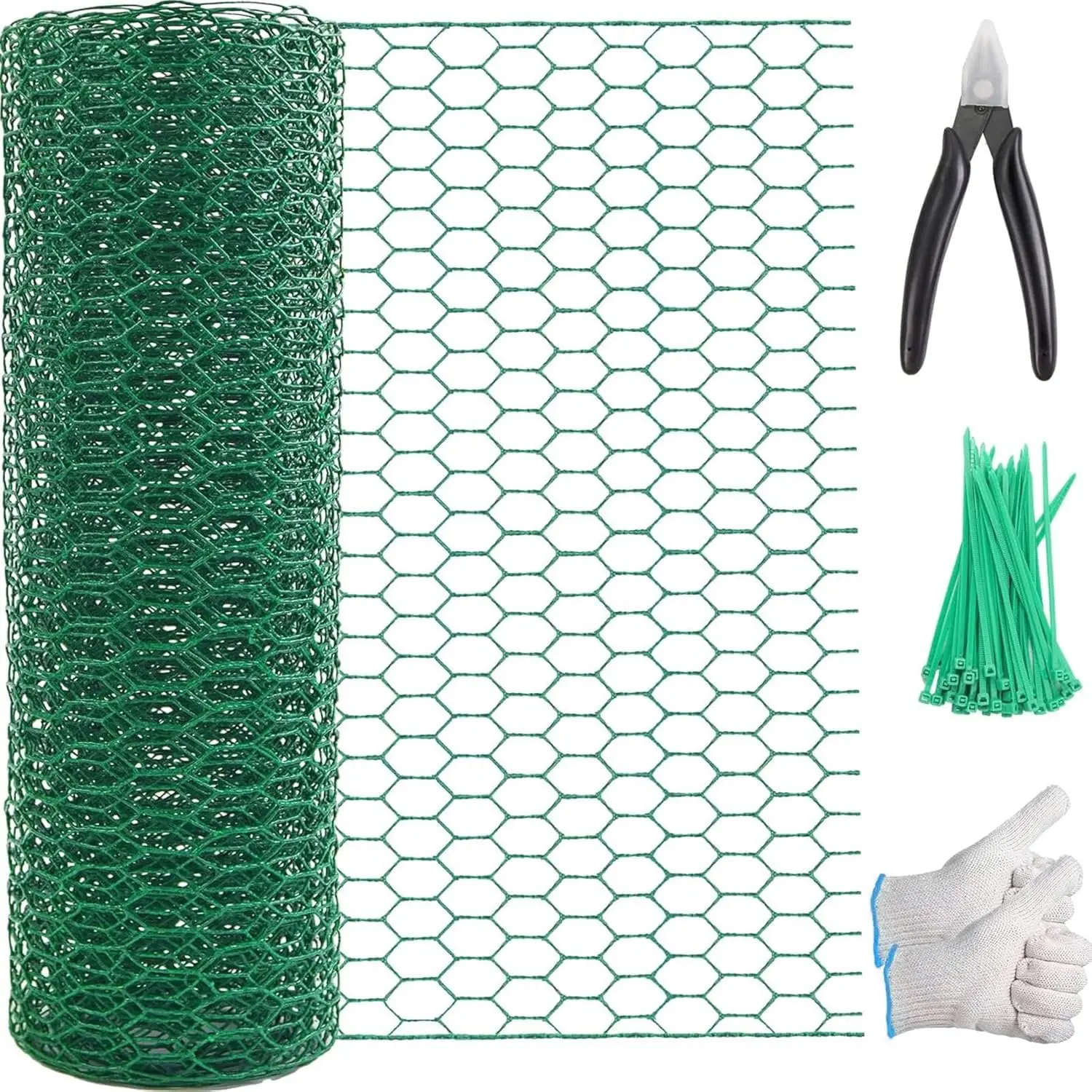 Chicken Wire 15.7in x 118in with a Pair of Gloves,1 Wire Cutter,50 Pcs Cable Zip Ties, Floral Chicken Wire Mesh 0.8in Hexagonal Galvanized PVC Coated Garden Netting Fence for Craft Poultry Garden
Chicken Wire 15.7in x 118in with a Pair of Gloves,1 Wire Cutter,50 Pcs Cable Zip Ties, Floral Chicken Wire Mesh 0.8in Hexagonal Galvanized PVC Coated Garden Netting Fence for Craft Poultry Garden