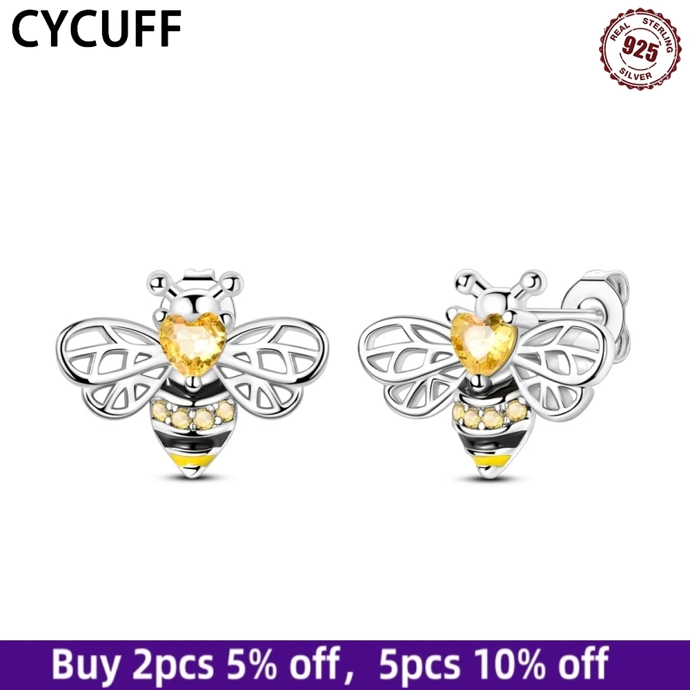 CYCUFF NEW 925 Sterling Silver Stud Earrings Cute Bee Earrings Insects Birds Female Fashionable Fine Jewelry Birthday Party Gift
CYCUFF NEW 925 Sterling Silver Stud Earrings Cute Bee Earrings Insects Birds Female Fashionable Fine Jewelry Birthday Party Gift